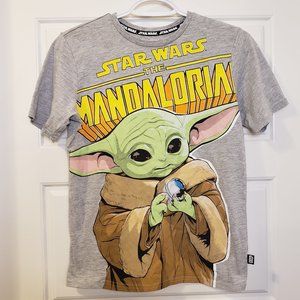 Star Wars Boy's The Mandalorian Yoda Heather Grey T-shirt - Size: Large/10-12